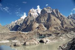 20 Lake On Baltoro Glacier With Great Trango Tower And Trango Castle Behind.jpg